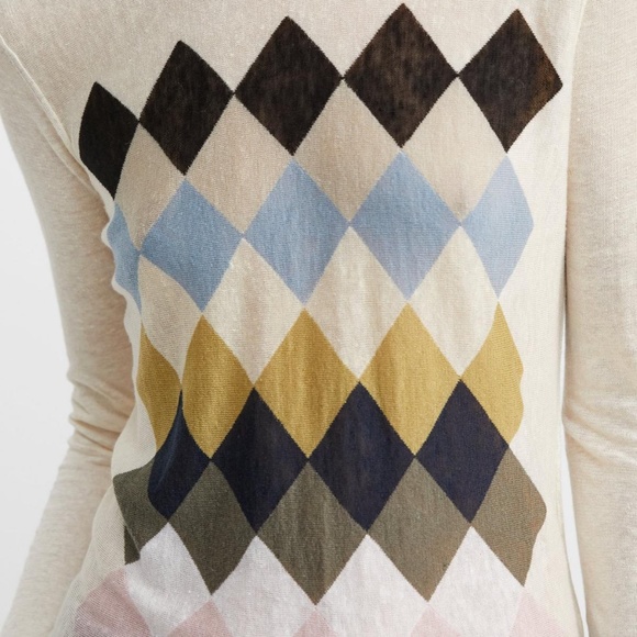 NWT Theory Linen Blend Diamond Pullover Sz L - Picture 5 of 5